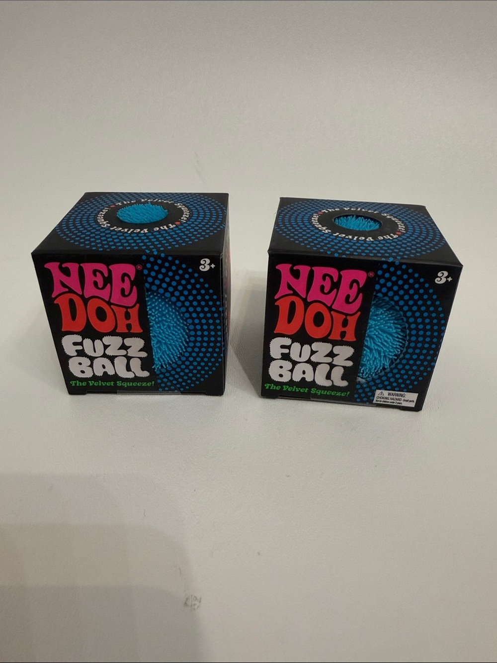 Needoh Schilling Fuzzball 2 blue squeeze toys .NWT